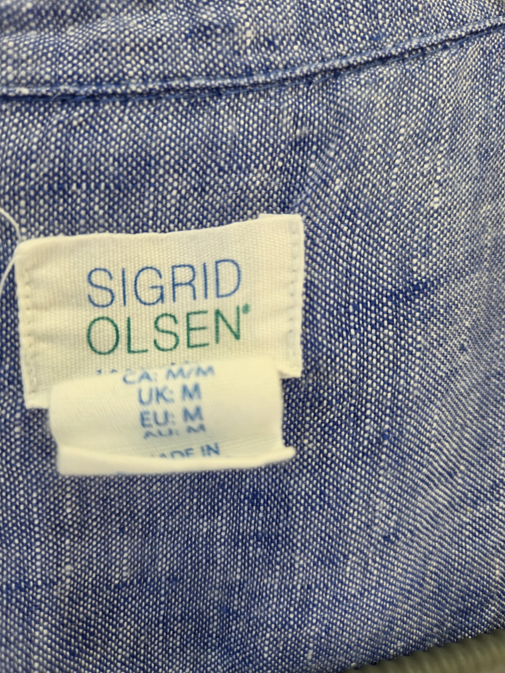 Sigrid Olsen Light Blue Heather Button Shirt 100% Linen Medium EUC - Picture 4 of 4